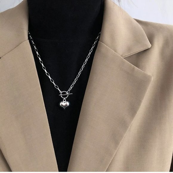 *NEW 925 Sterling Silver Heart Link Chain Necklace - Picture 2 of 10